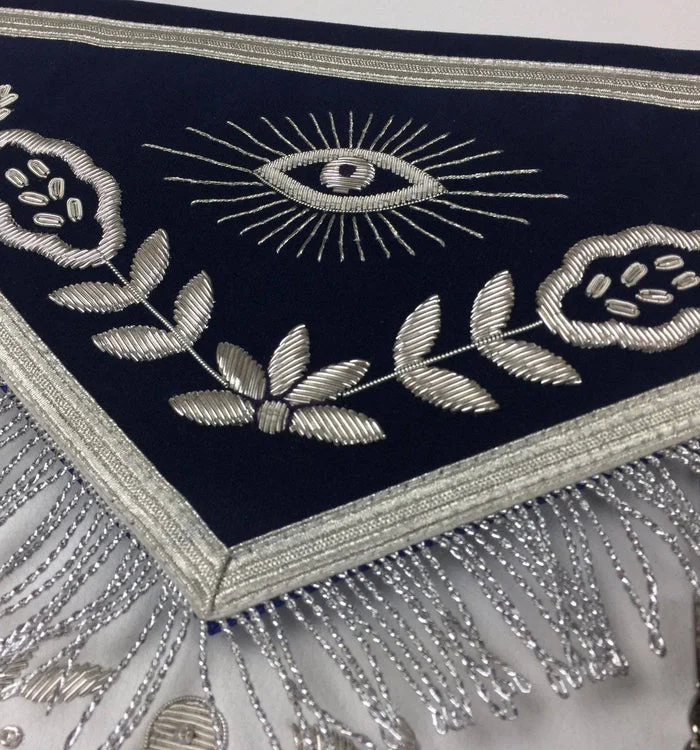 Past Master Blue Lodge Apron - Royal Navy Velvet Hand Embroidery