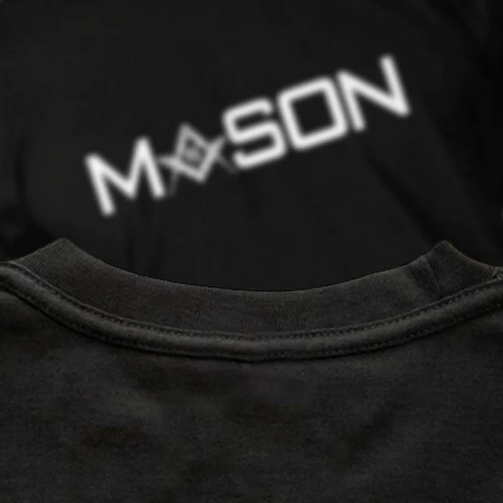 Personalized black Freemason T-shirt gift with white print and custom lodge or name lettering.