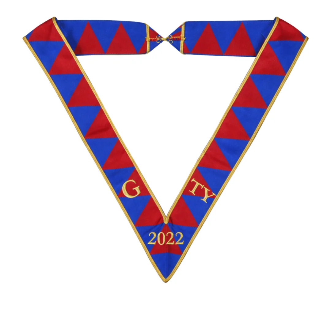 Royal Arch Chapter Collarette – Blue & Red Moiré Premium Capitular Masonic Regalia