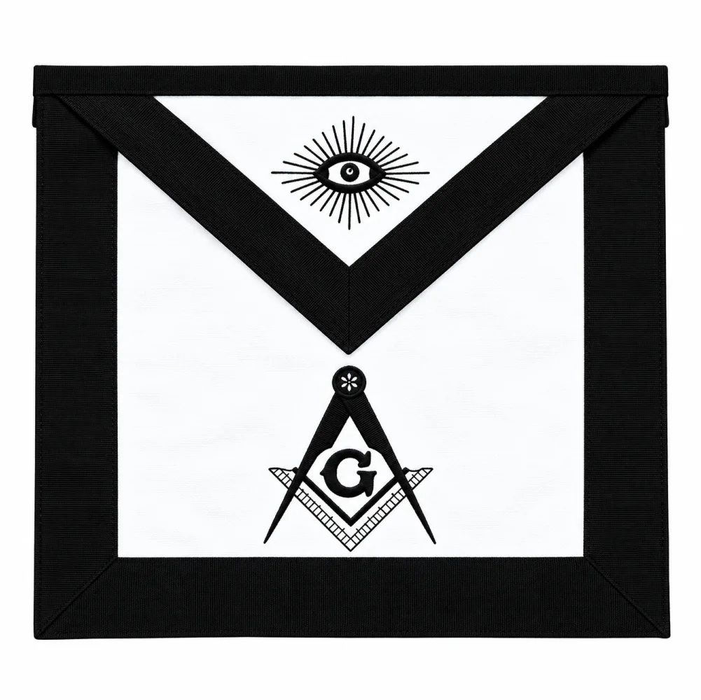 Master Mason Blue Lodge Funeral Apron - Embroidered Square & Compass G