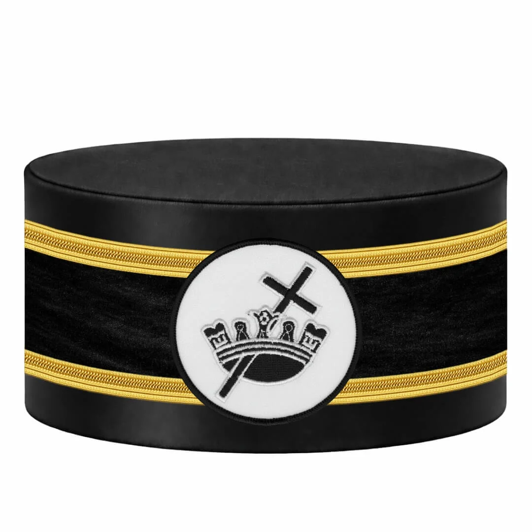 Knights Templar Commandery Crown Cap - White Patch with Double Braid