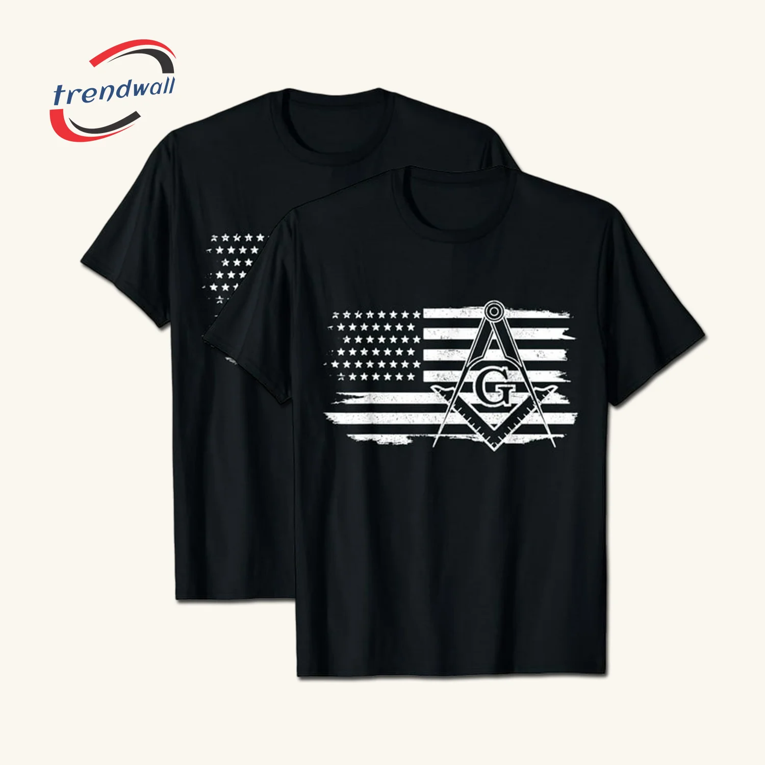 Masonic Square & Compass G T-Shirt – Masonic US Flag Freemason Shriner Tee – Custom Lodge or Name