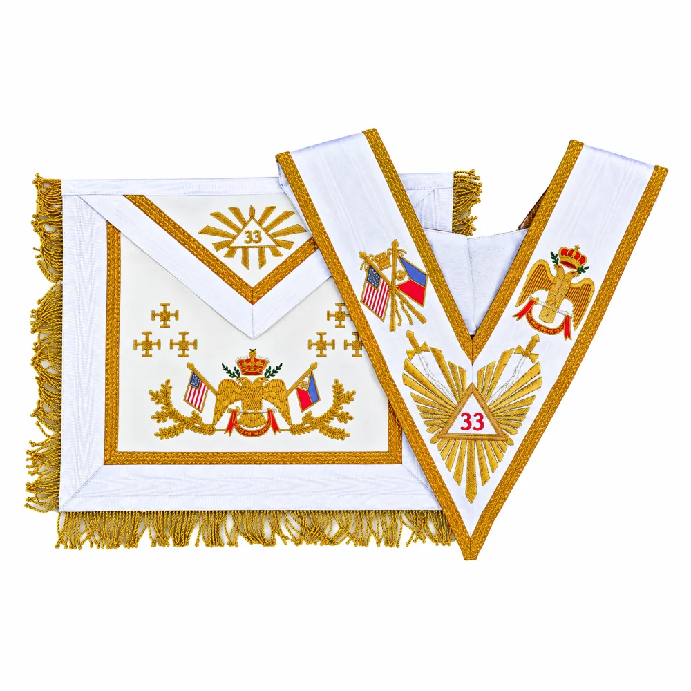 Scottish Rite 33rd Degree Apron with Collar – Hand-Embroidered