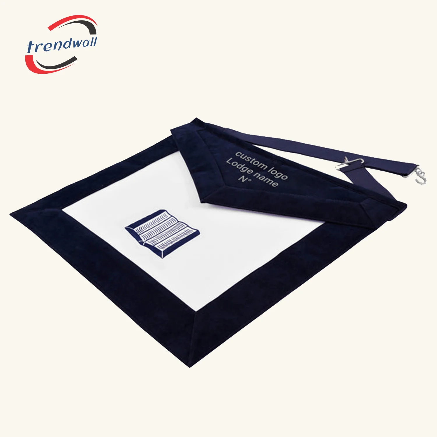 Chaplain Blue Lodge Officer Apron - Navy Velvet With Silver Embroidery