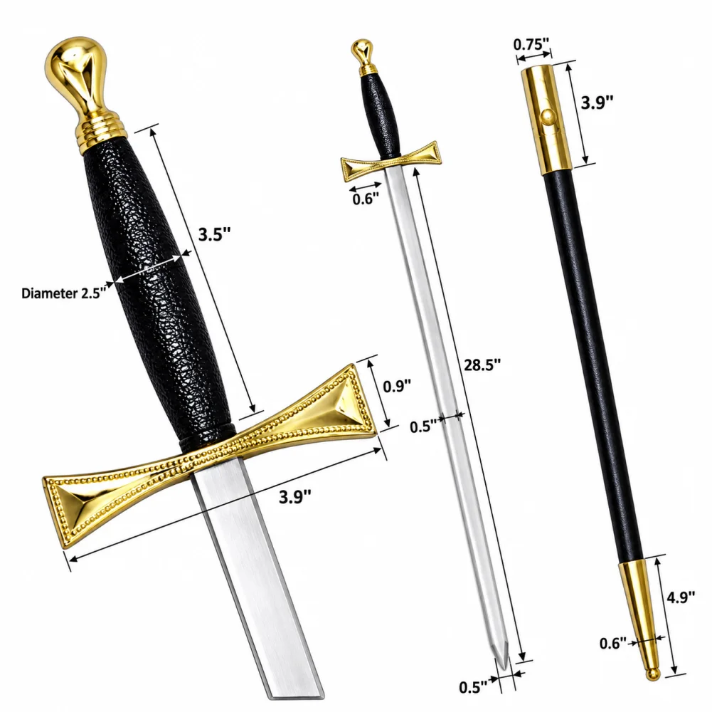 Masonic Sword - Black Gold Hilt and Black Scabbard