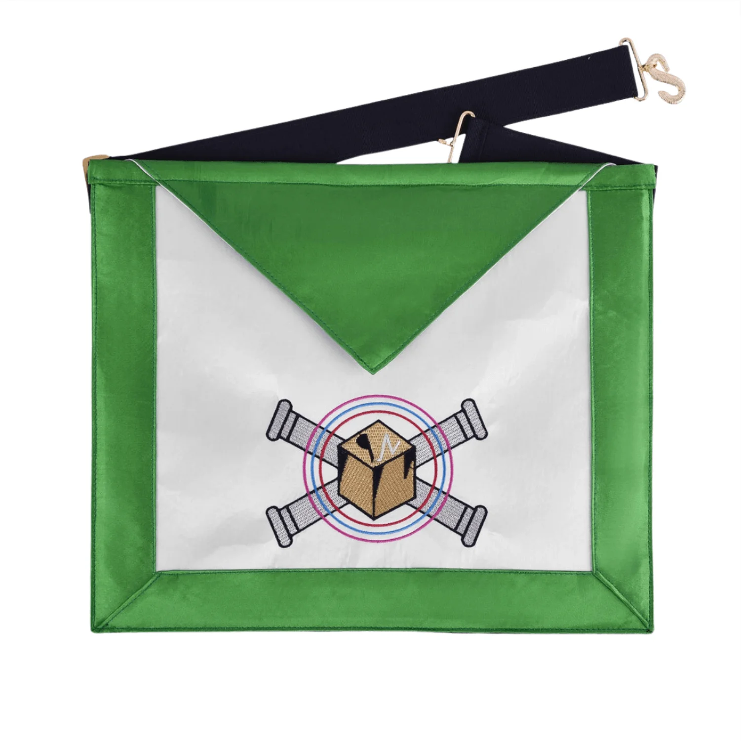5th Degree Perfect Master Scottish Rite Apron – Green Silk with Embroidery