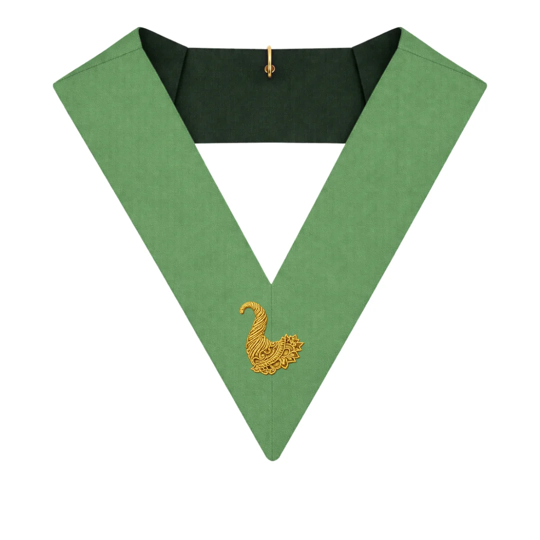 Junior Steward Cerneau Rite Officer Collar – Green Ribbon Machine Embroidery