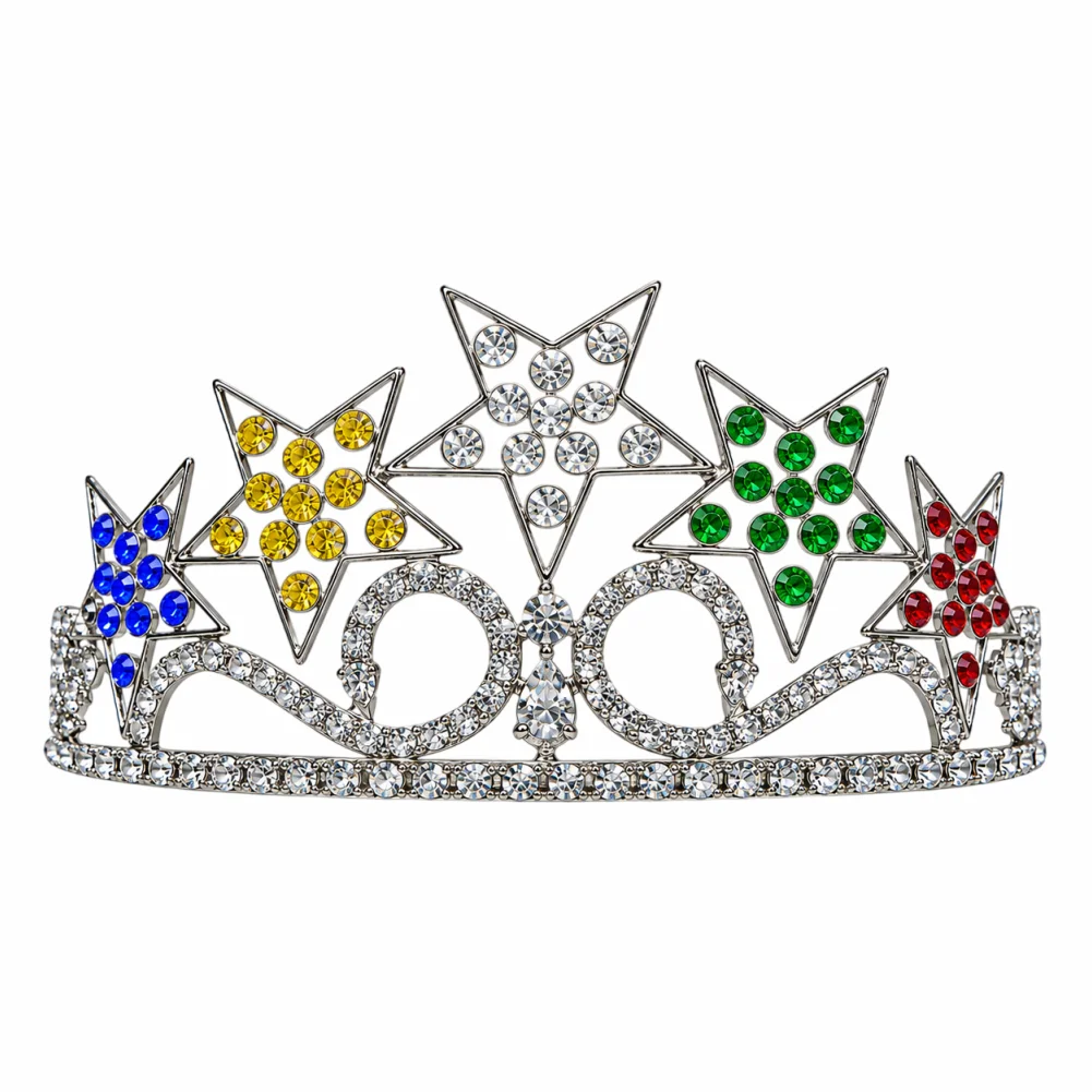 Masonic OES Crown – Gold or Rhodium Plated, Stars & Stones (Style N)