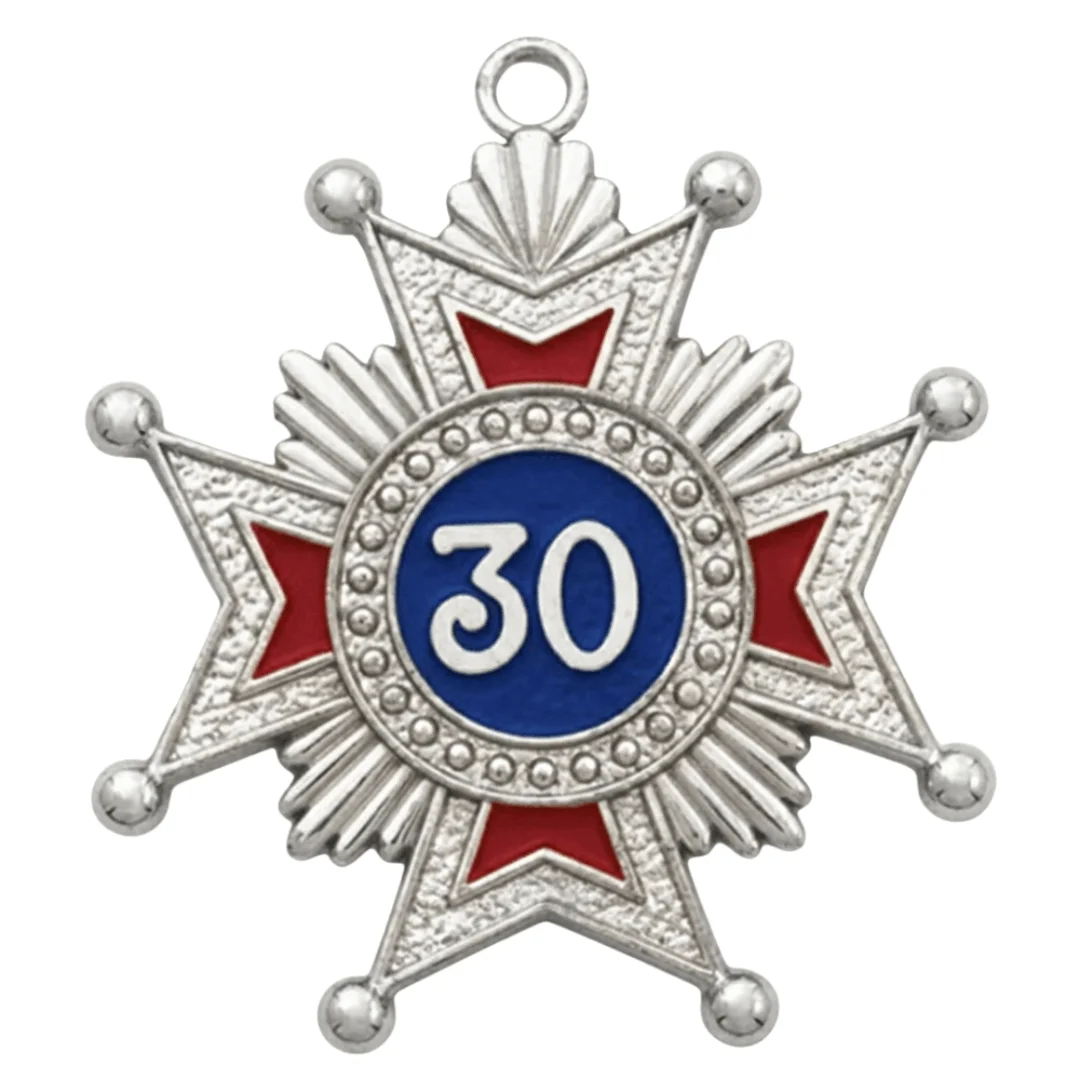 30th Degree Rose Croix Scottish Rite Collar Jewel - Silver Plated