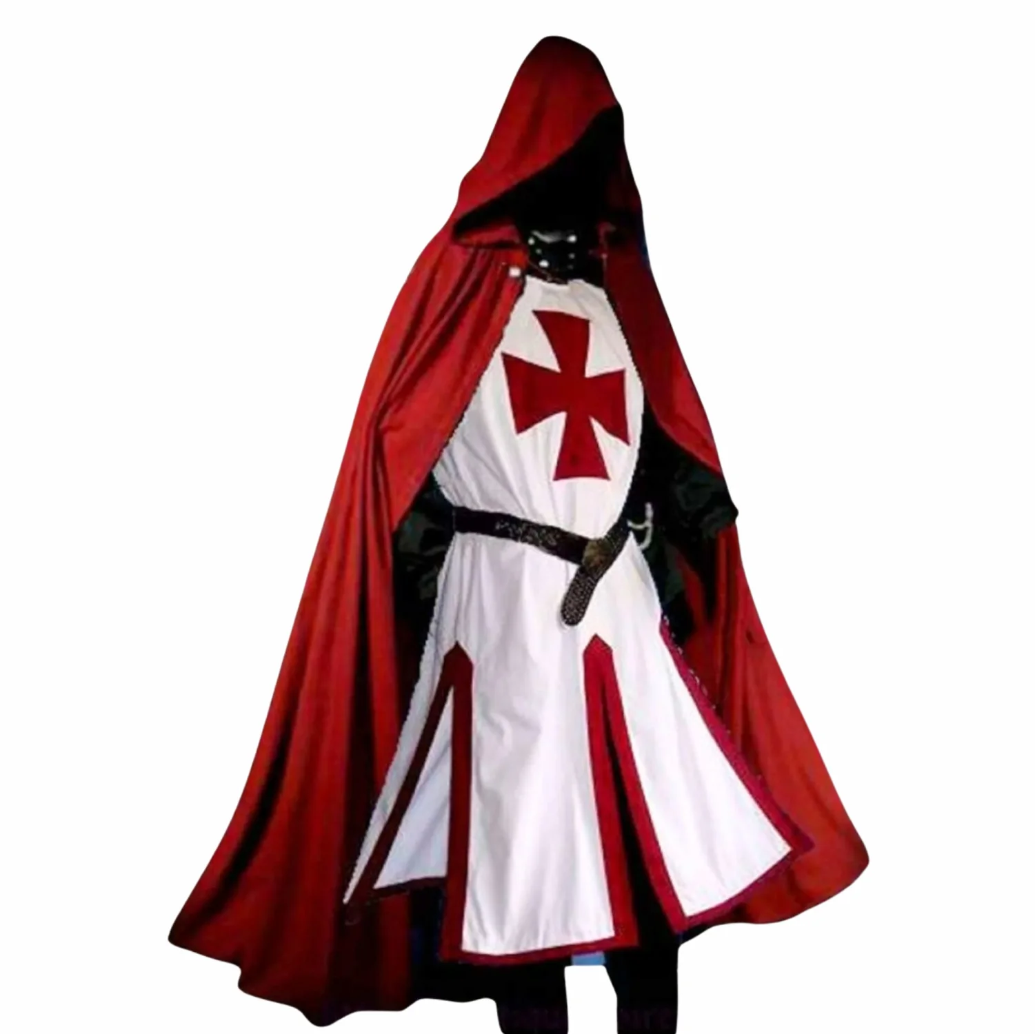 Knights Templar Costume Cloak & Medieval Surcoat Tunic for Men