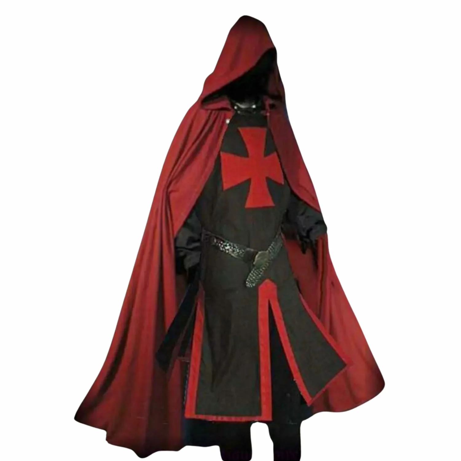 Knights Templar Costume Cloak & Medieval Surcoat Tunic for Men