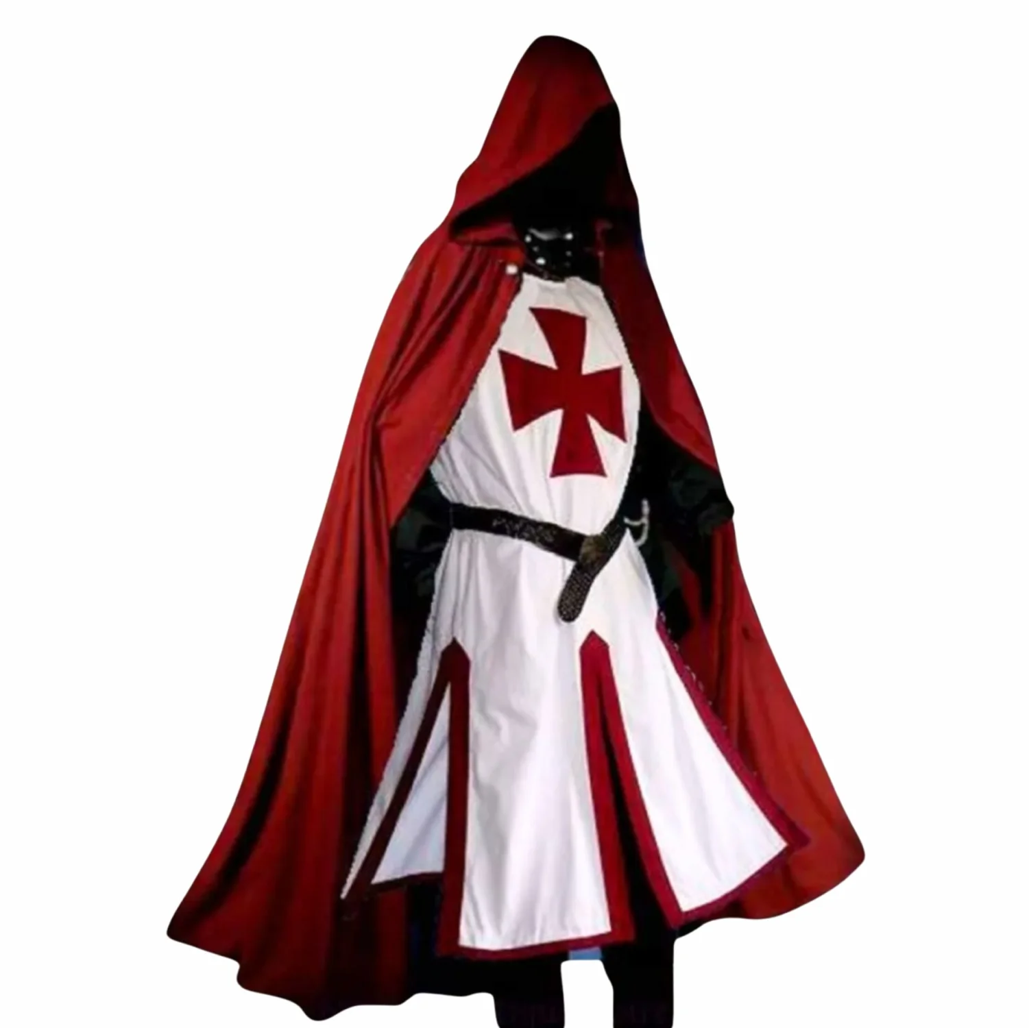 Knights Templar Costume Cloak & Medieval Surcoat Tunic for Men