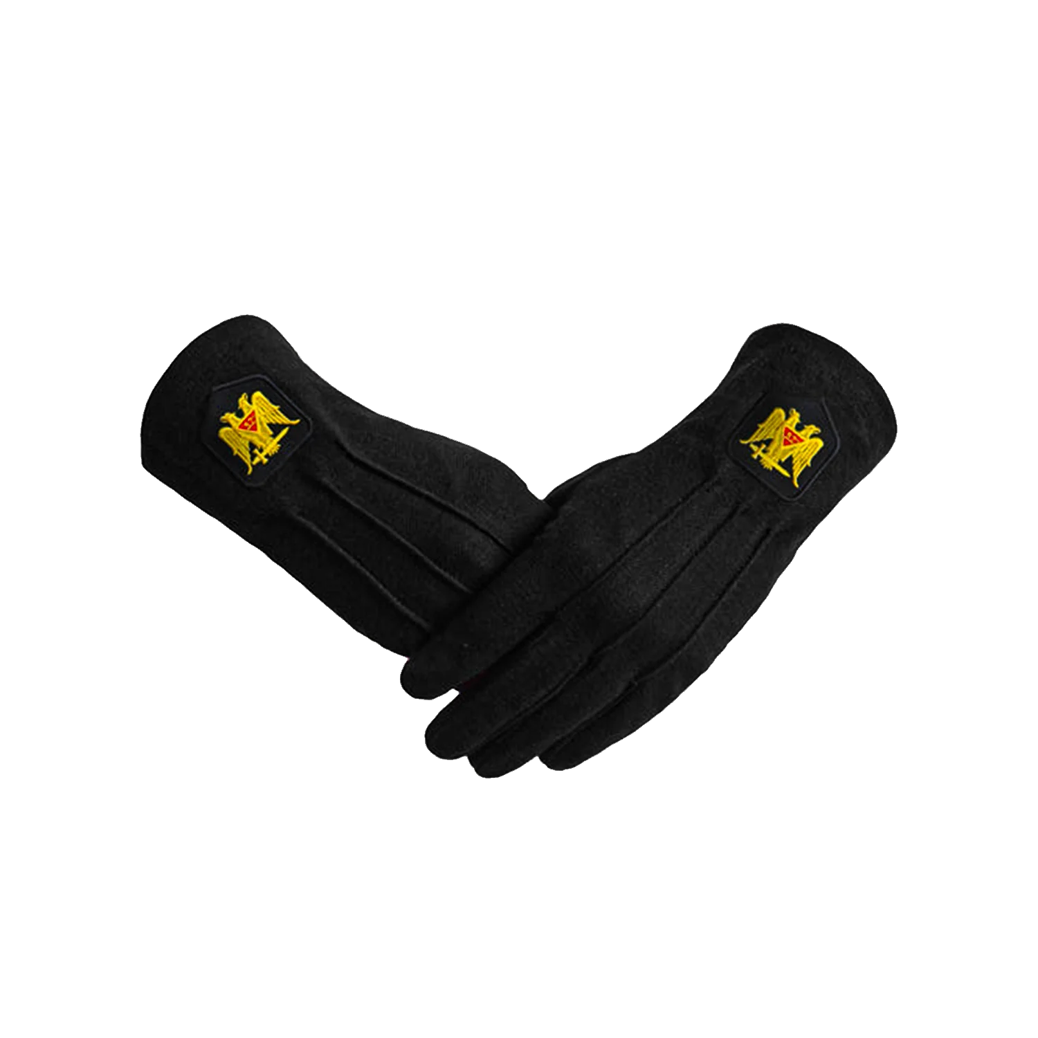 32nd Degree Scottish Rite Gloves - Black Cotton with Double Eagle