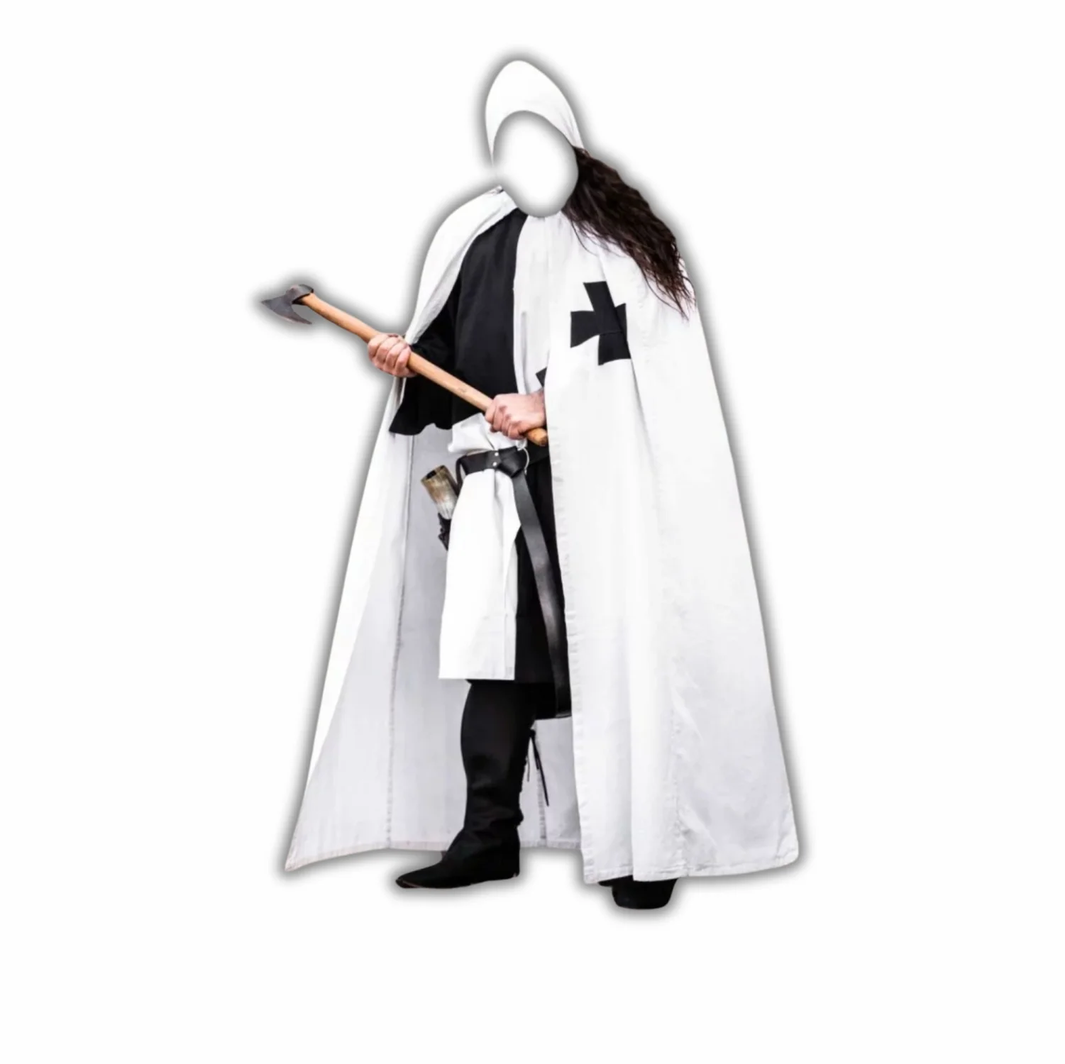 Cloak of the Knights Templar – White-Black (Premium Quality)