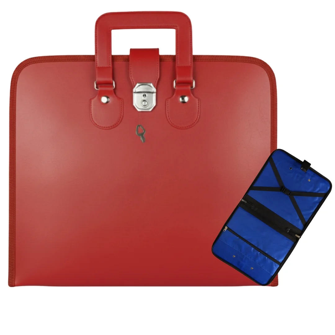Masonic Apron Case – Red Imitation Leather MM & WM | Secure, Durable & Lightweight