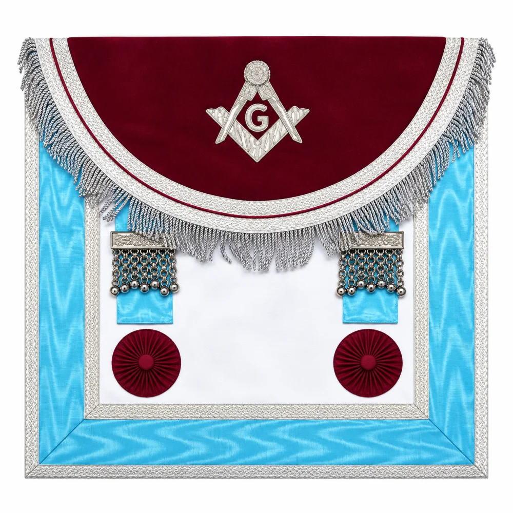 Master Mason Craft Scottish Regulation Apron - Brown & Sky Blue Moiré
