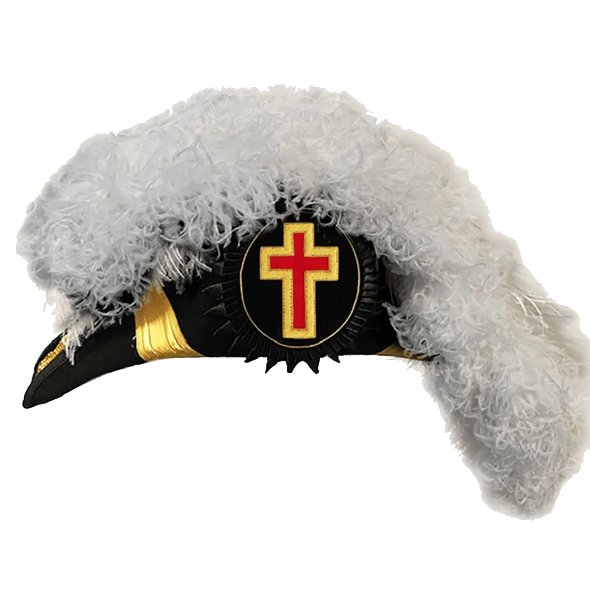 Eminent Commander Knights Templar Chapeau –  All White Curly Plumes