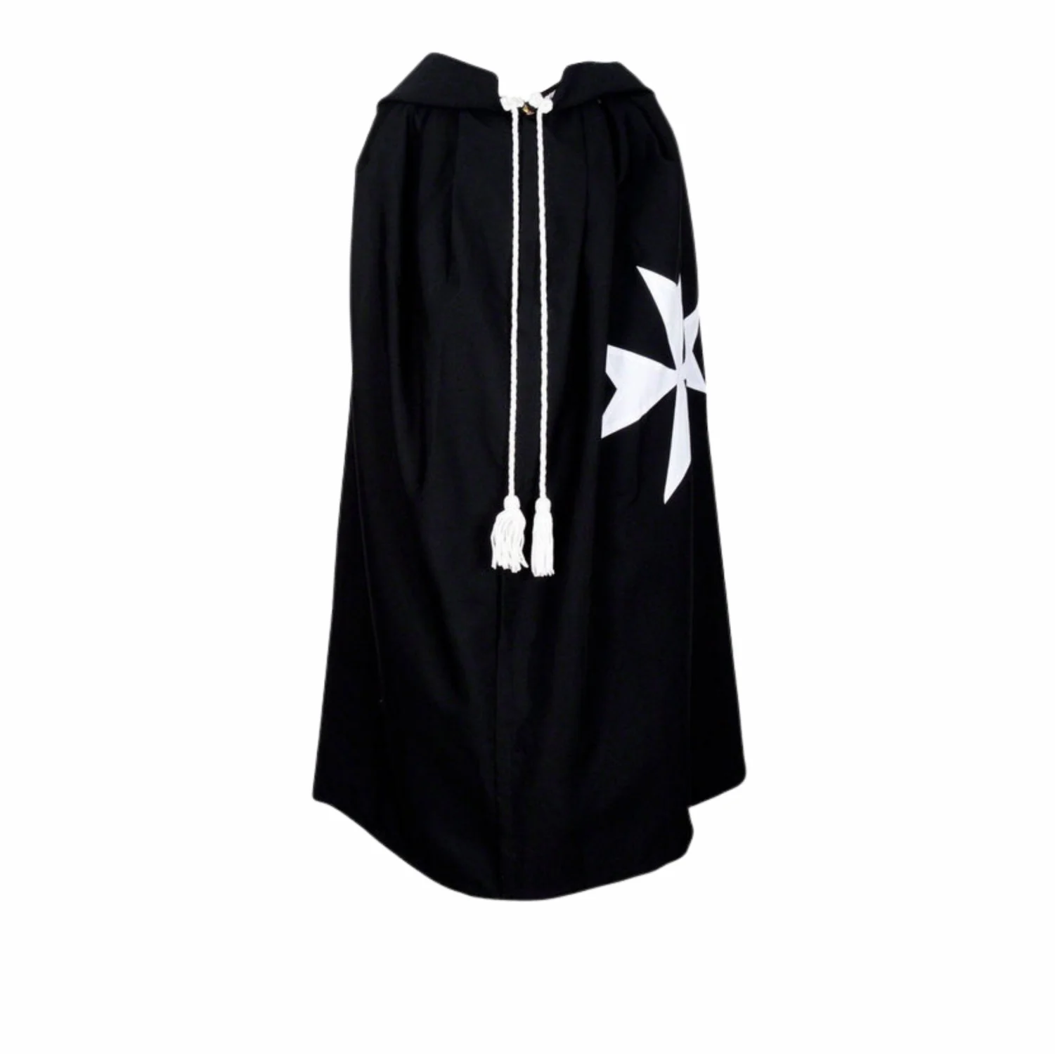 Order of Malta Commandery Mantle – Black with White Maltese Cross