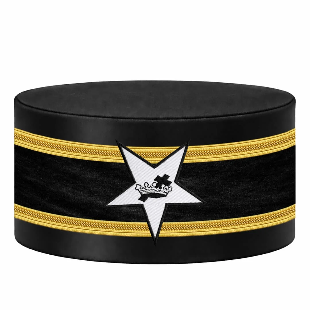 Knights Templar Commandery Crown Cap - White Star Patch + Double Braid