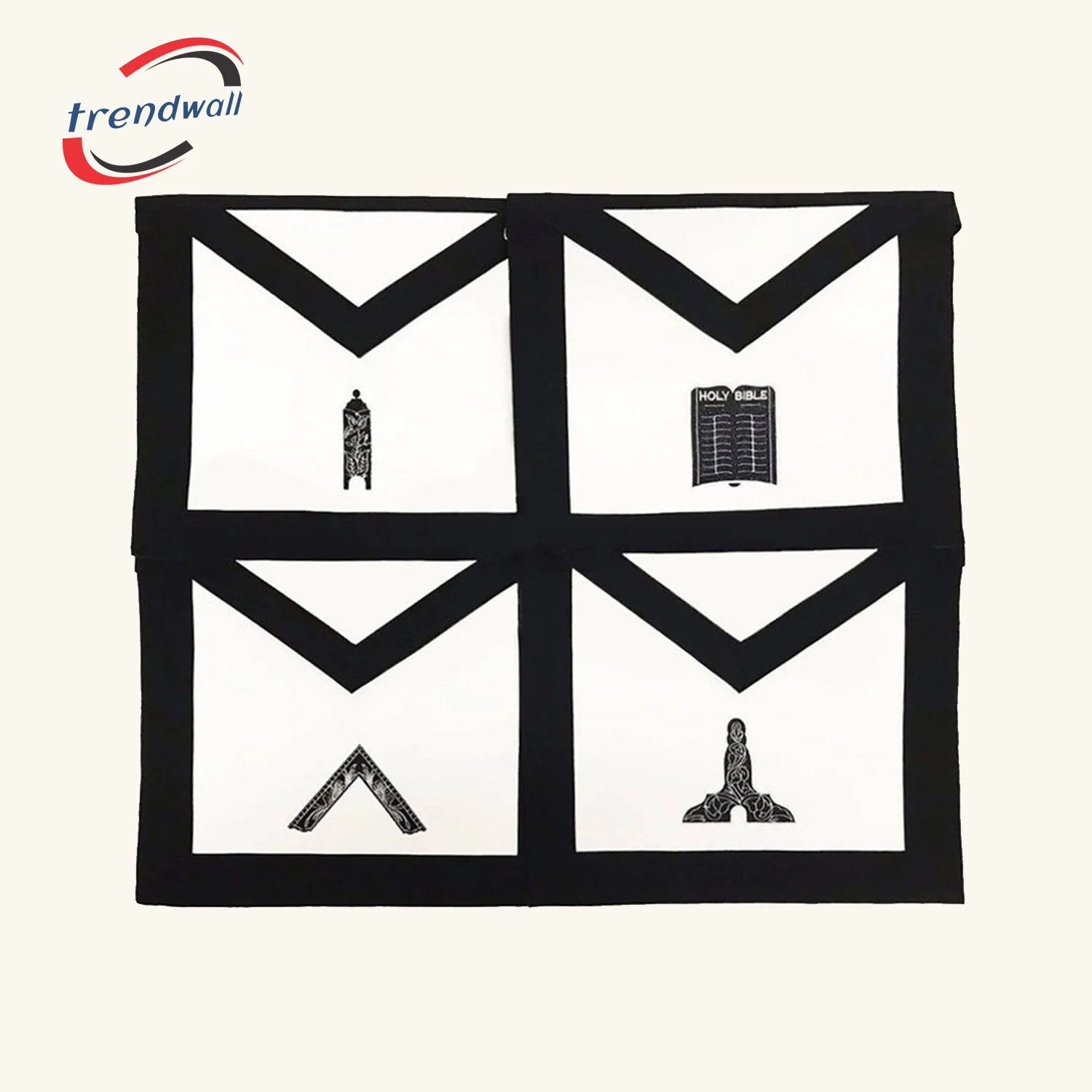 Officers Blue Lodge Funeral Apron - Moire Ribbon Machine Embroidery