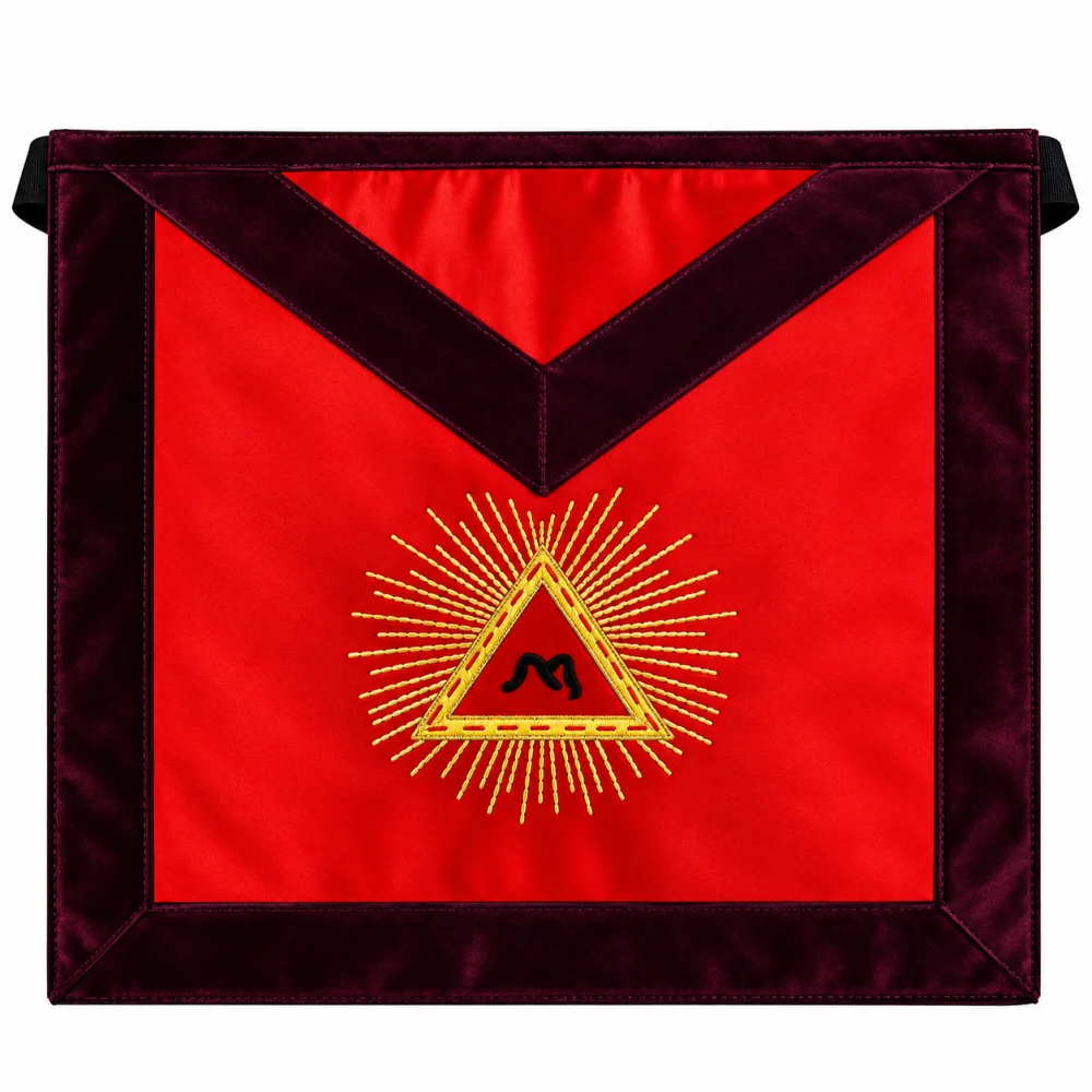 13th Degree Scottish Rite Apron - Red & Black with Gold Embroidery