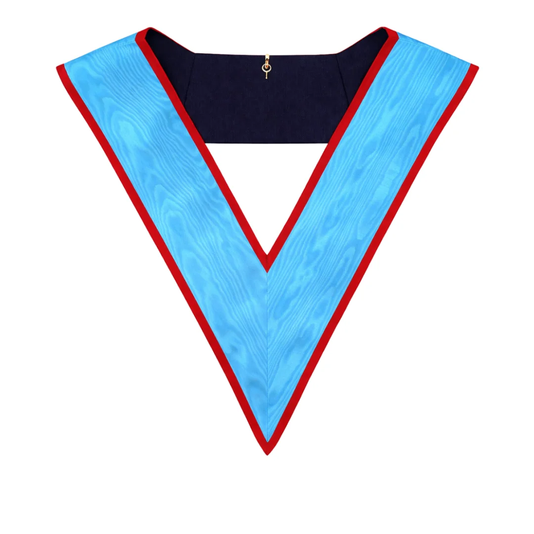 Scottish Rite Collarette – Turquoise with Red Borders Moiré
