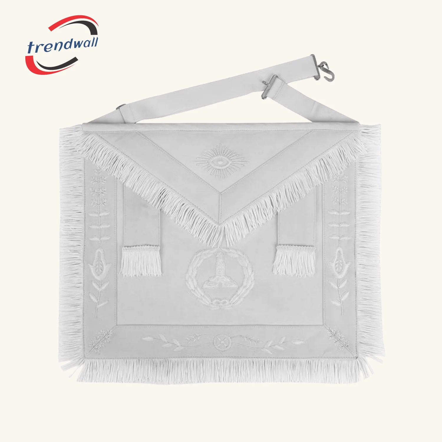 Senior Warden Blue Lodge Officer Apron - With White Fringe & Side Tabs