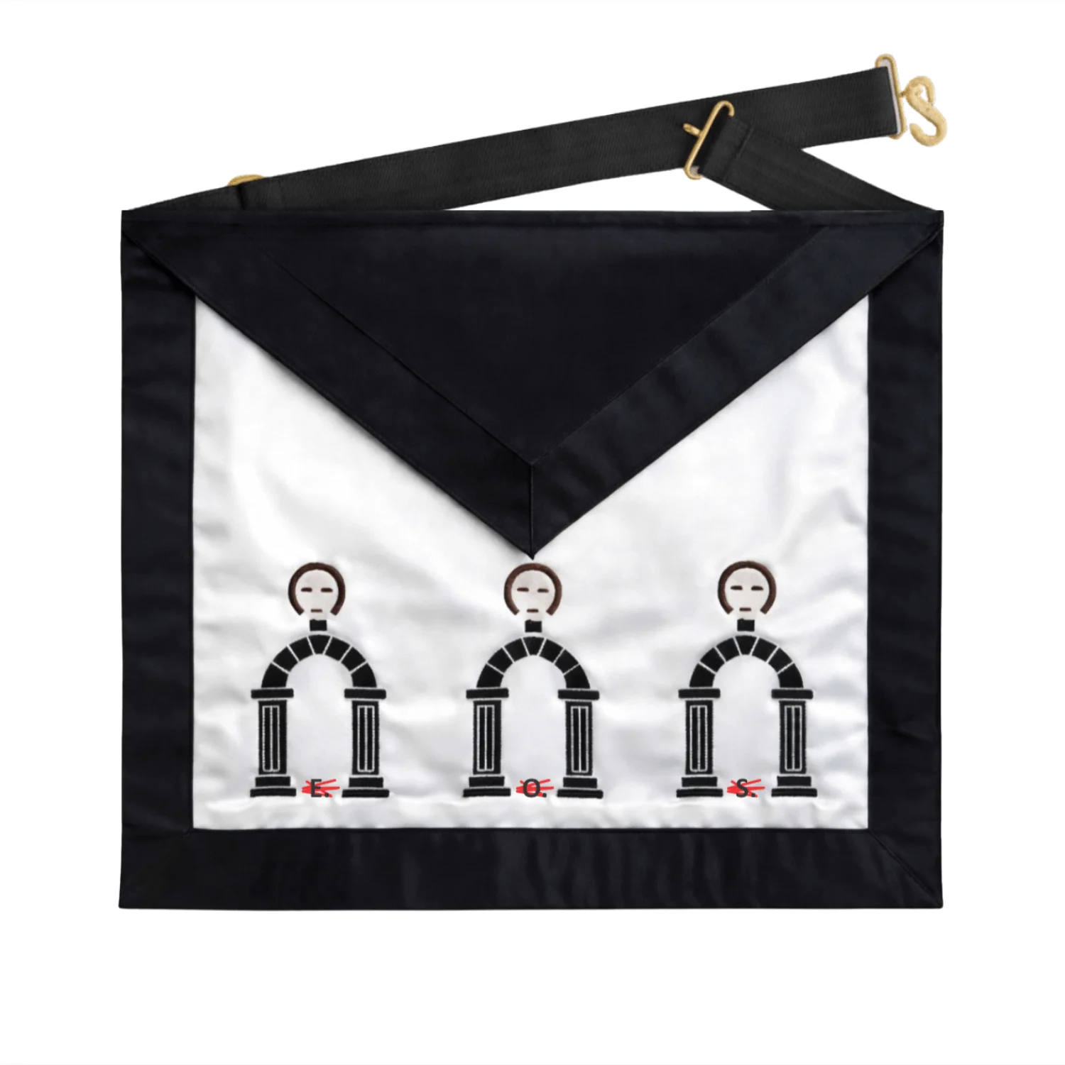 10th Degree Scottish Rite Apron – White with Black Embroidery