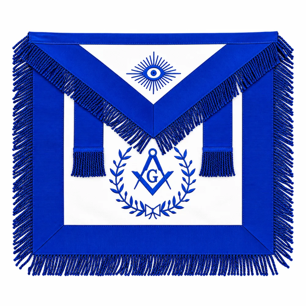 Master Mason Blue Lodge Apron - Navy Blue & White