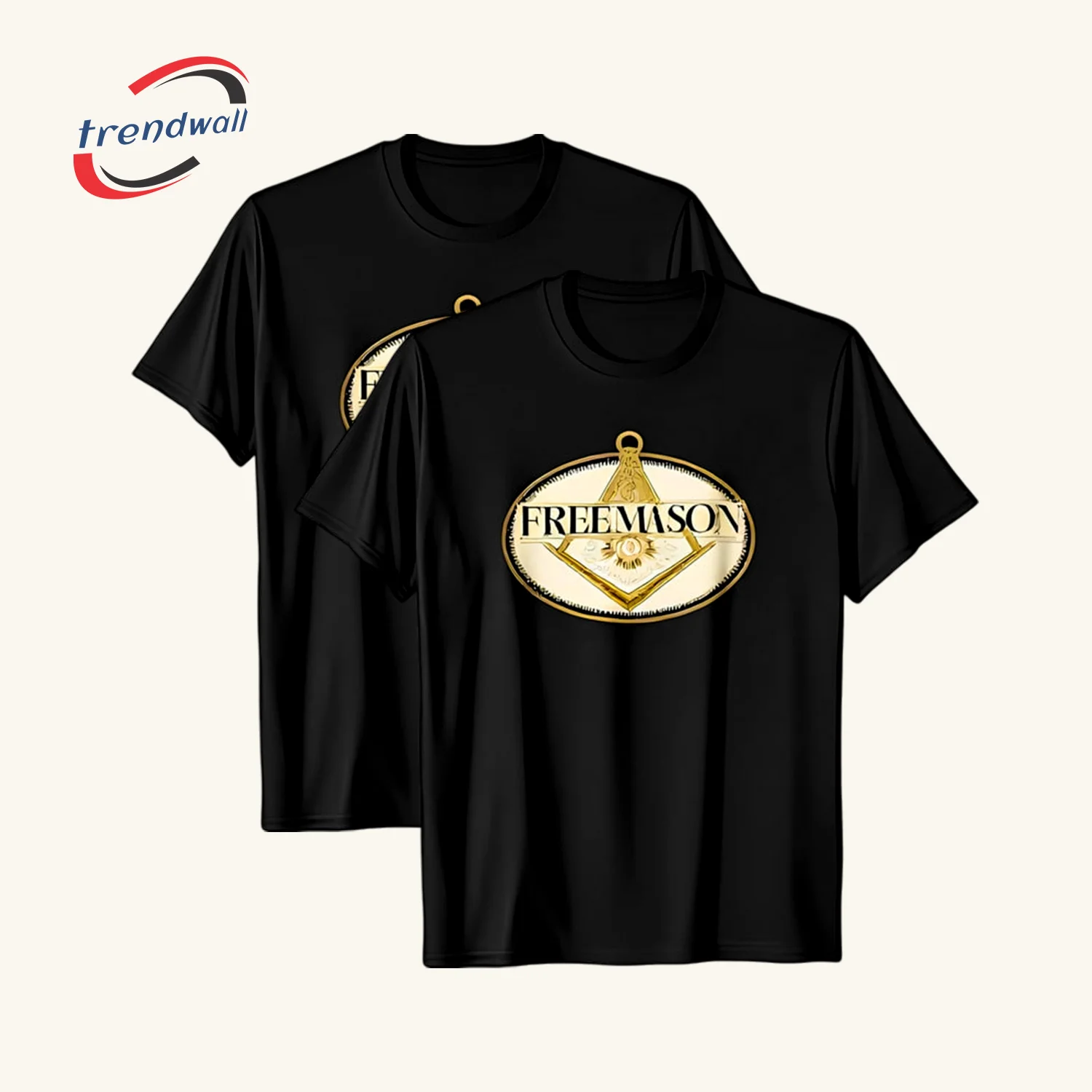 Masonic Black T-Shirt – Classic Square Design with Custom Lodge Name or Name Print