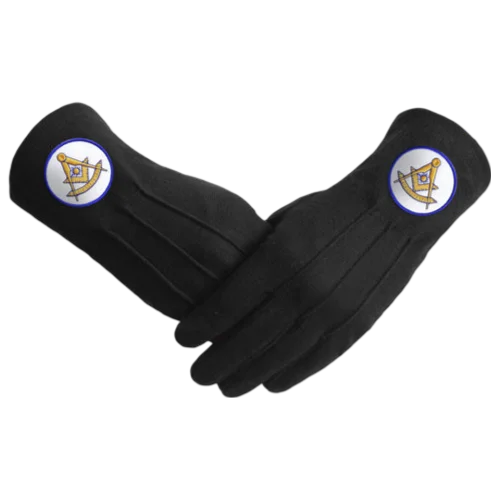 Past Master Blue Lodge California Regulation Gloves - With Gold Emblem