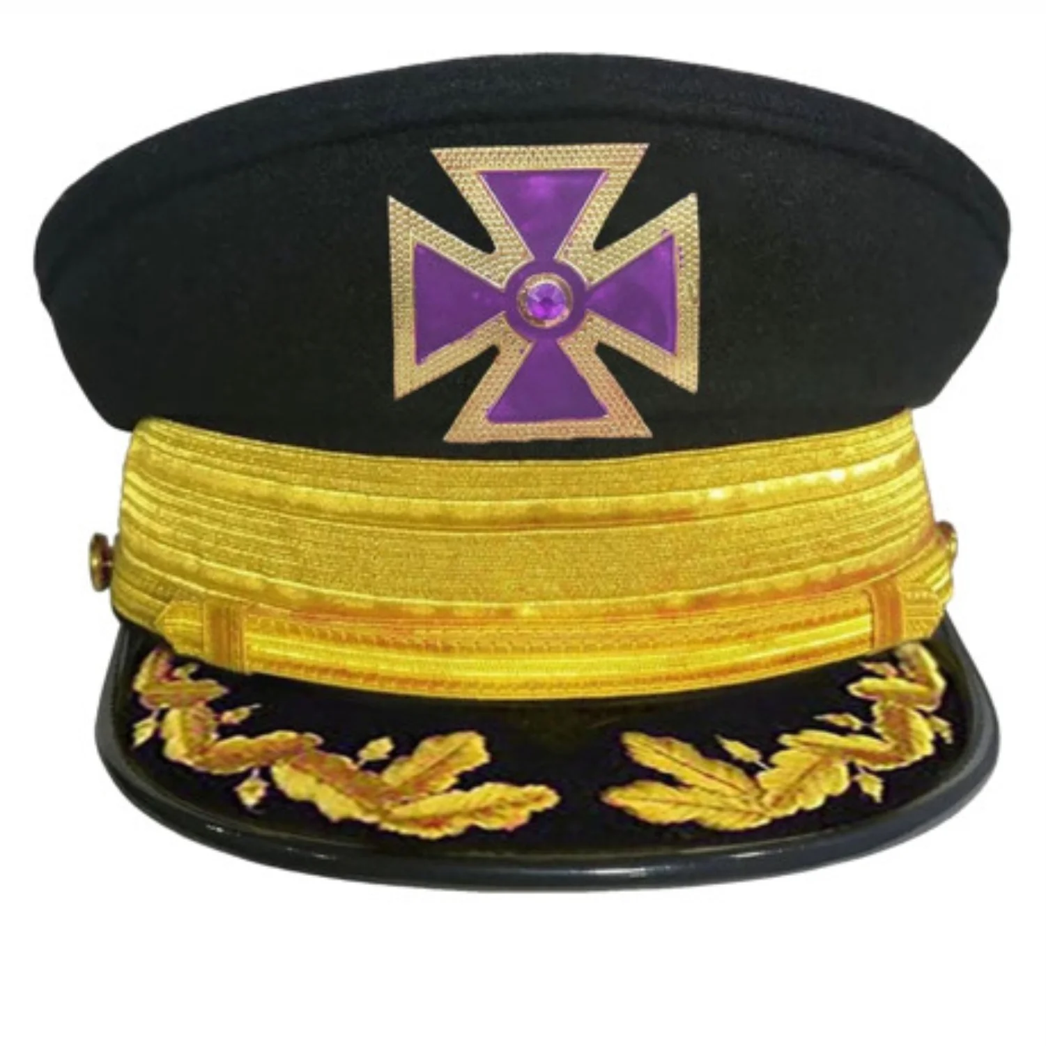 Past Grand Commander Knights Templar Commandery Fatigue Cap Black Wool