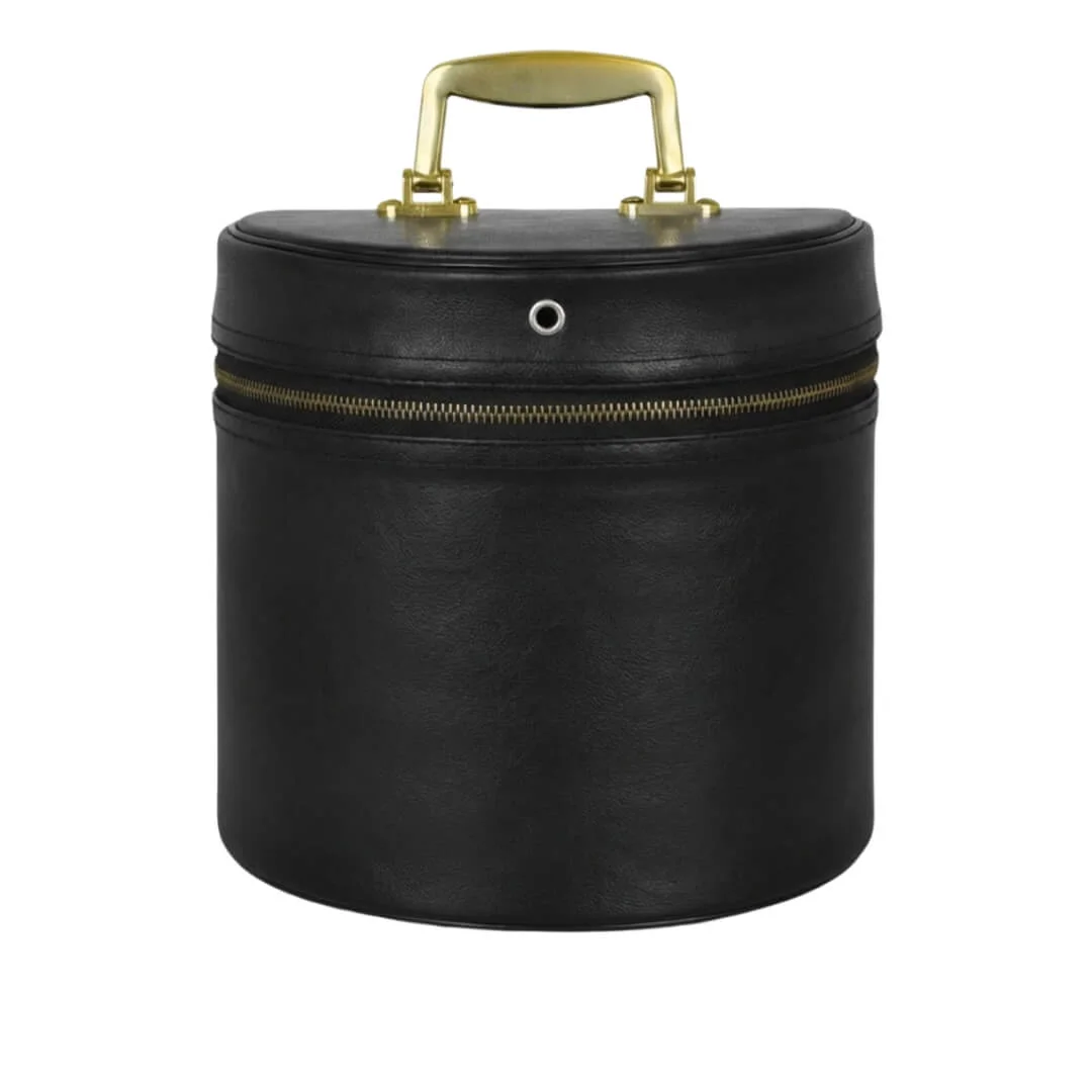 Masonic Fez case Black Leather with Gold Zipper and Strong Handel