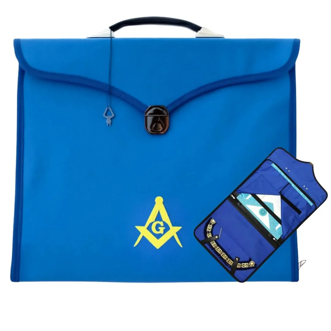 Master Mason Blue Lodge Apron Case - Blue Leather | MM, WM, Provincial