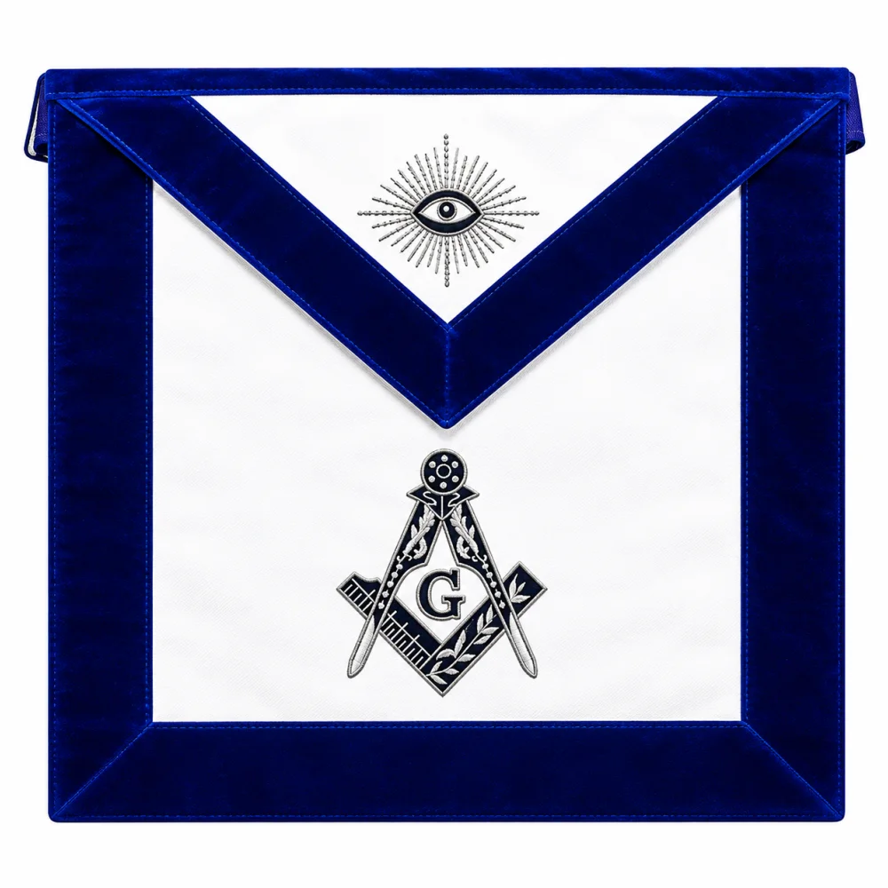 Master Mason Blue Lodge Apron - Royal Blue Silver Embroidery