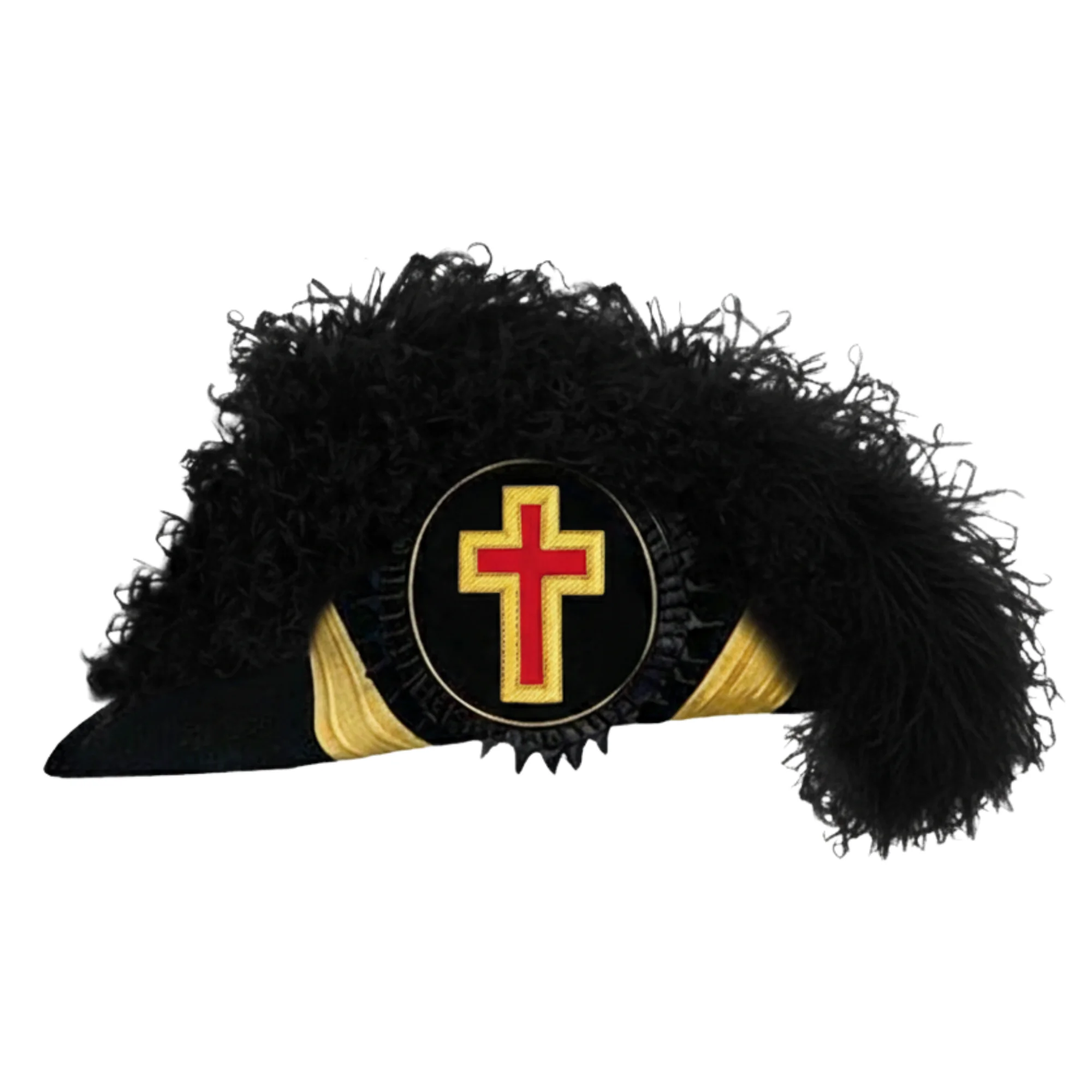 Eminent Commander Knights Templar Chapeau – Black Handcrafted Curly Plumes