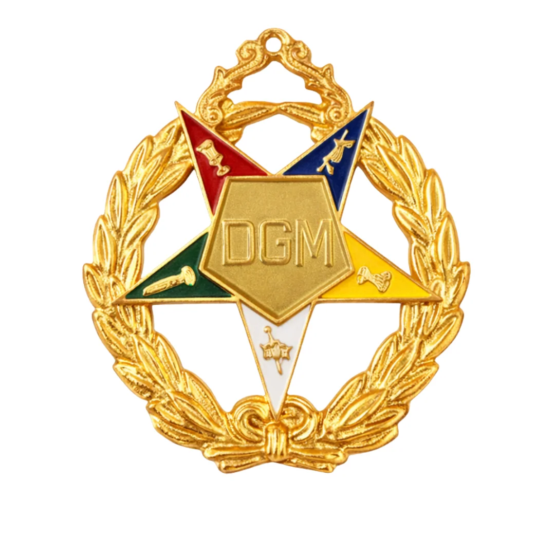District Grand Matron OES Officer Collar Jewel - Gold Plated