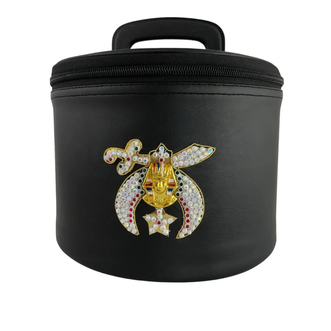 Masonic Shriners Fez Case with Hand Embroidery & Rhinestones Work – Premium Quality