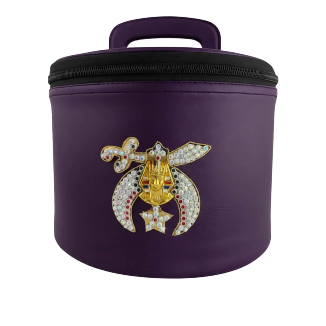 Masonic Shriners Fez Case Purple Color with Hand Embroidery & Rhinestones Work