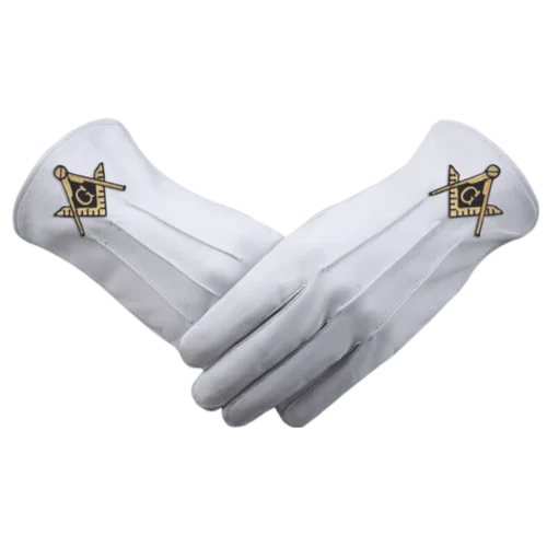 Master Mason Blue Lodge Gloves - Pure White Leather