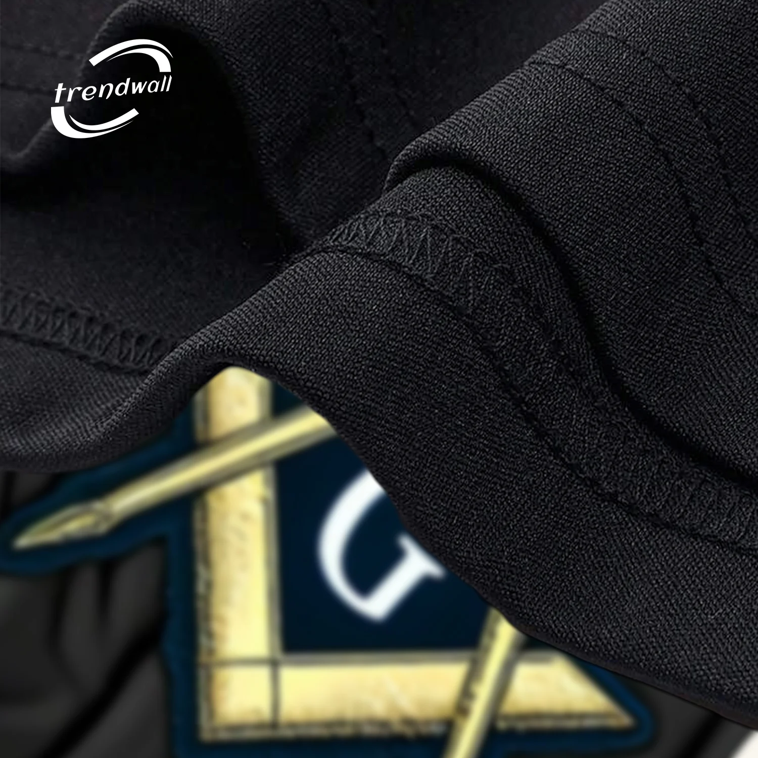 Black Masonic T-Shirt – Gold & Blue Square Symbol Graphic Design