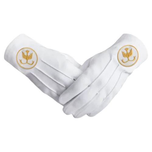 The Order Of The Golden Circle PHA Gloves - White Cotton + Gold Emblem