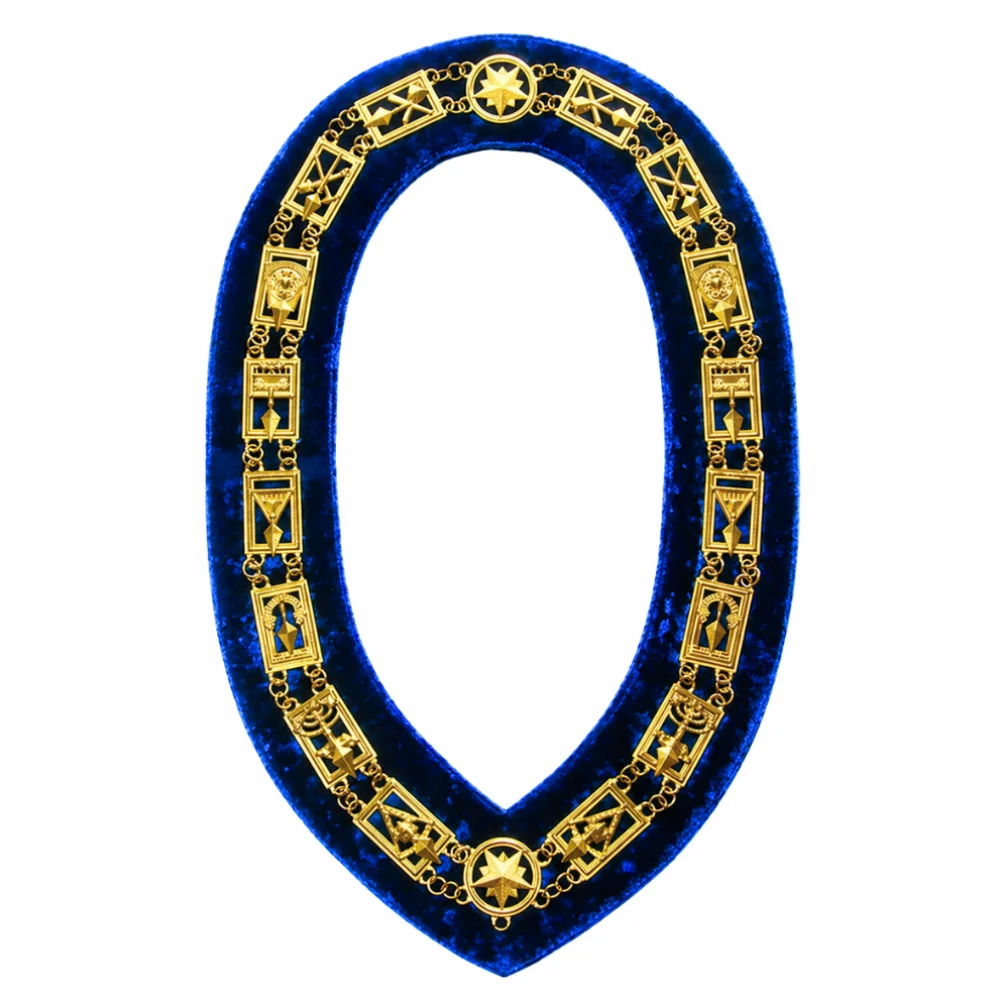 Council Chain Collar - Gold Plated on Blue Velvet Premium Quality