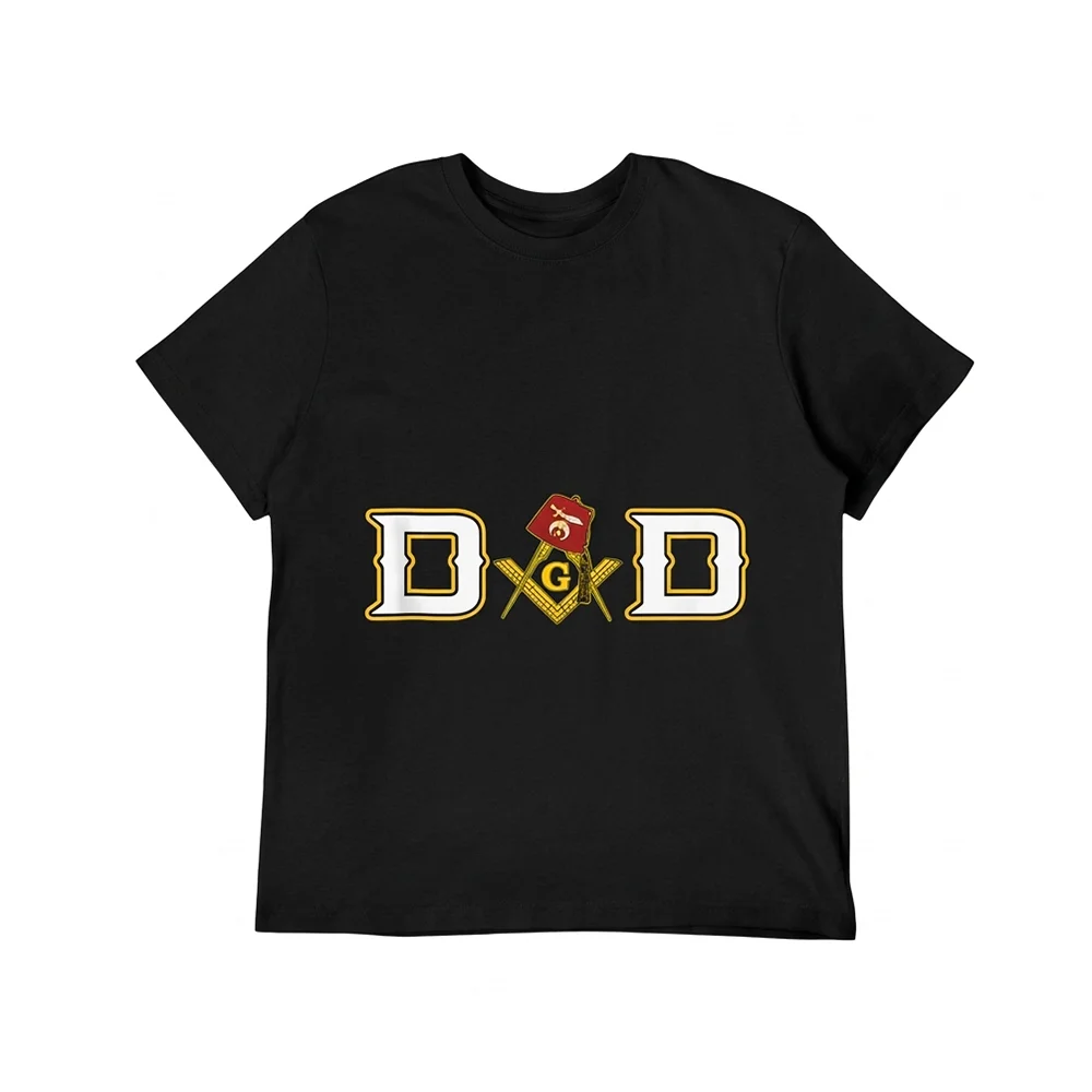 Black Masonic T-shirt with Compass G and Square graphic for fathers and Freemasonry enthusiasts.