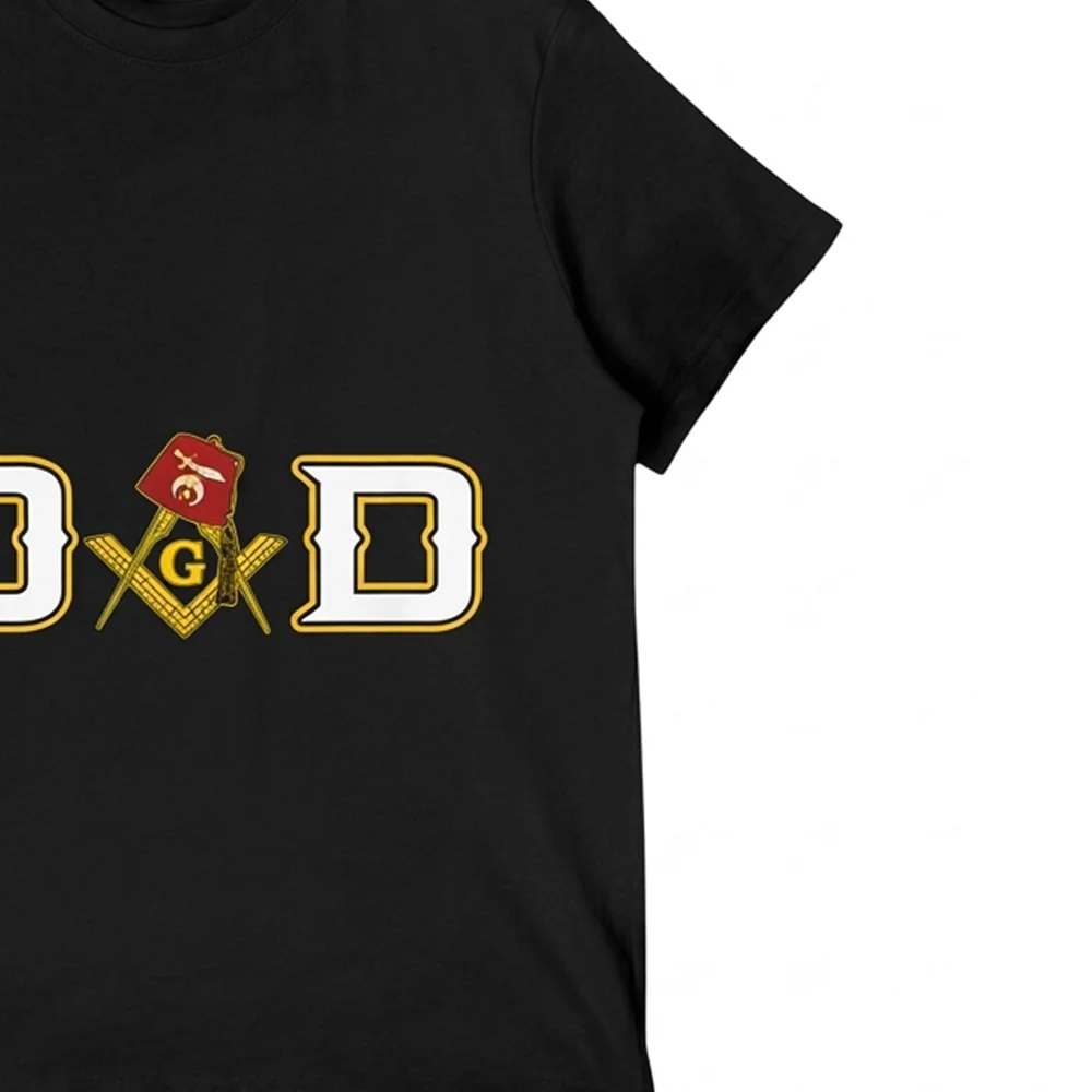 Noble Mystic Shrine Masonic T-shirt featuring a distinctive Square and Compass G graphic.