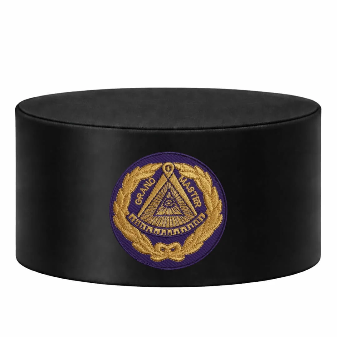 Past Grand Master Blue Lodge Crown Cap - Purple Patch With Gold Emblem