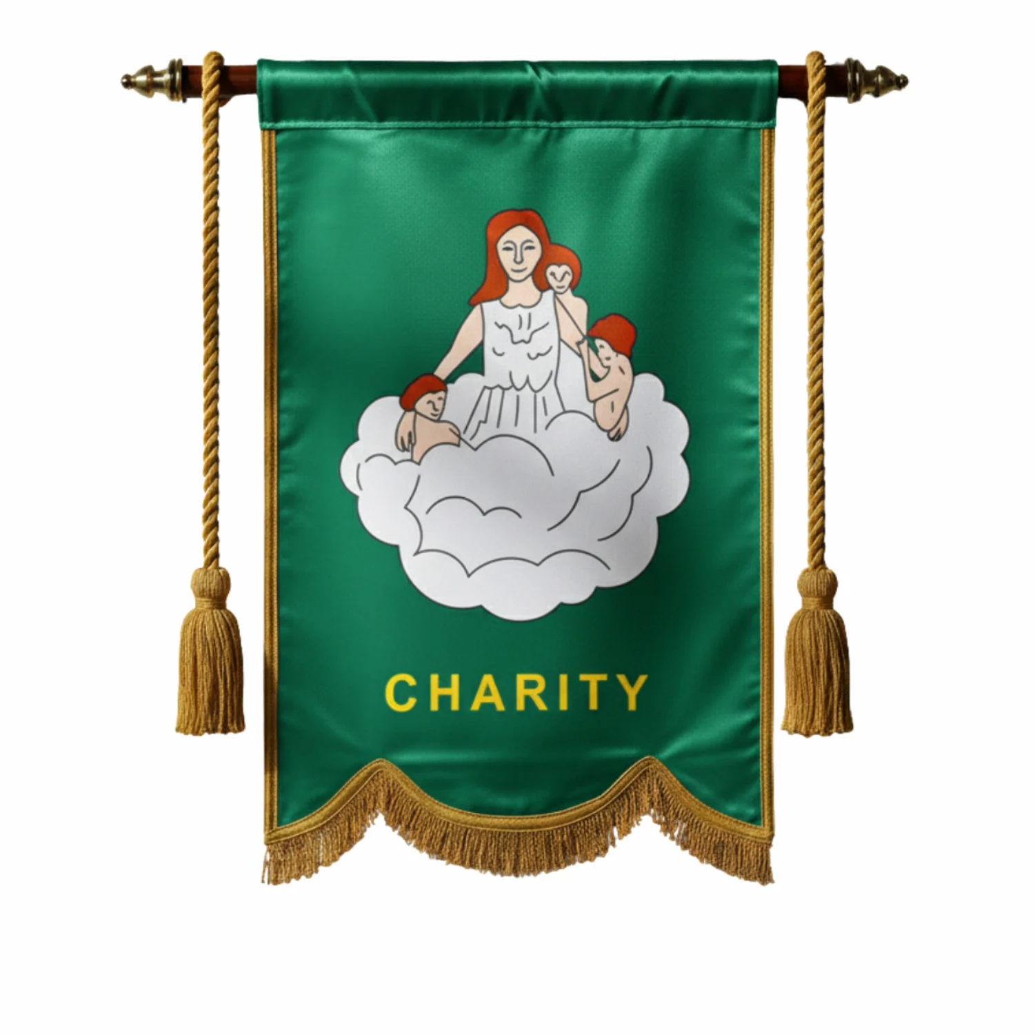 Charity Order Of The Amaranth Banner - Printed + Gold Braid & Fringe