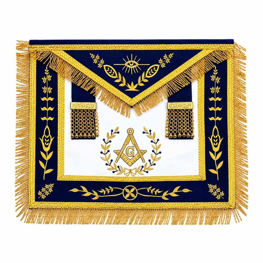 Master Mason Blue Lodge Apron - Royal Blue Machine Embroidery