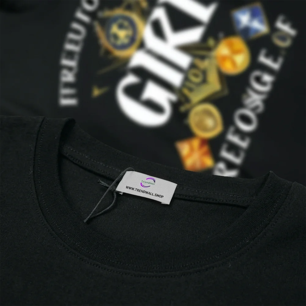 Black Masonic GIRL shirt with gold Masonic symbol and custom lodge lettering for Masonic gatherings.