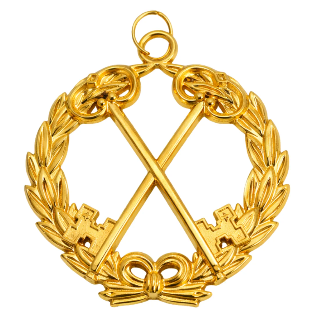 Grand Treasurer Blue Lodge Officer Collar Jewel - Gold Metal